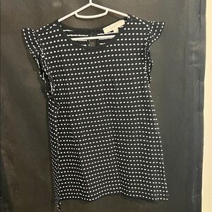 LOFT woman’s textured shirt  - Black with White Dots